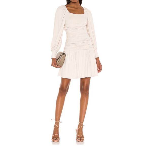 REVOLVE x SUSANA MONACO Gathered Ruched Square Neck Long Sleeve Poet Dress NWT L - Picture 2 of 9